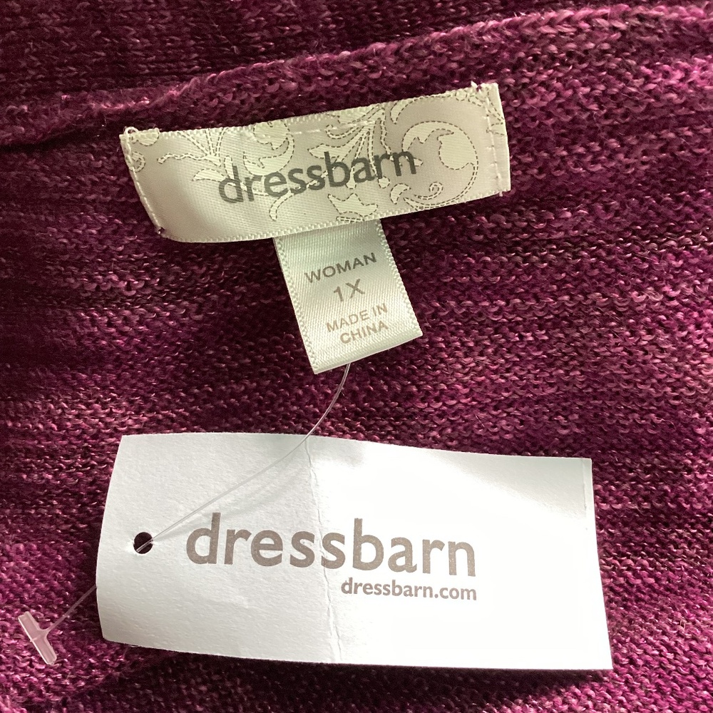 NWT DRESS BARN WOMAN 1X MELANGE PLUM CROCHET SWEATER VEST  V-NECK PULLOVER - Picture 11 of 11